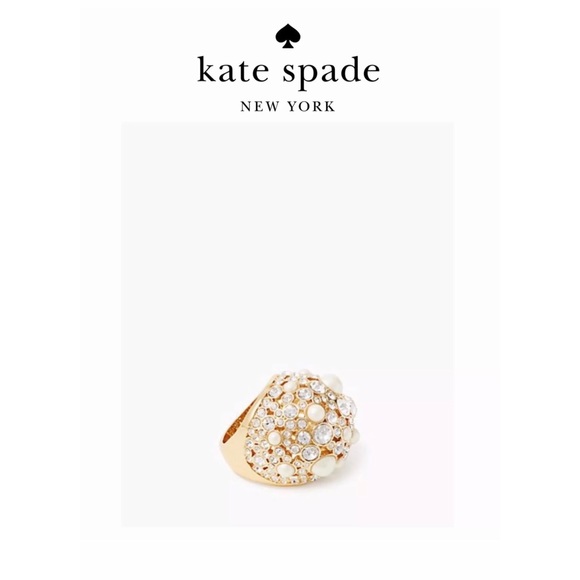 NWT Kate Spade ♠️ PICK A PEARL 12-K Gold Plated Glass Stones/ Pearls Ring-Sz.7 - Picture 5 of 12